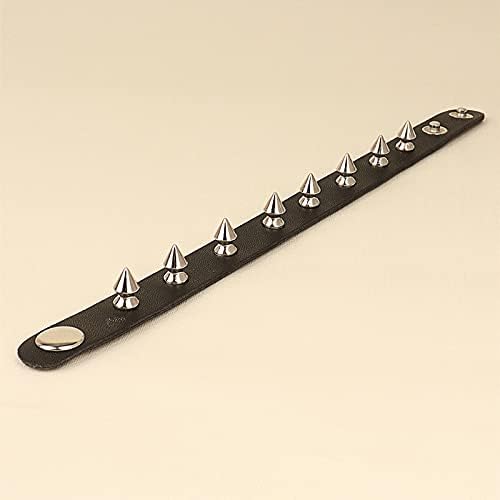 yaozeio Punk Studded Spike Bracelet for Men Black Leather Bracelets for Women Rivet Buckle Gothic Bracelet Spiked Goth Bracelet Cosplay Halloween Costume Accessories Wristband - Image 2