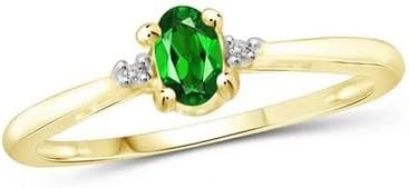 Emerald Ring Birthstone Jewelry 2.25 Carat Emerald 14K Gold Plated Silver Ring Promise Gift Ring