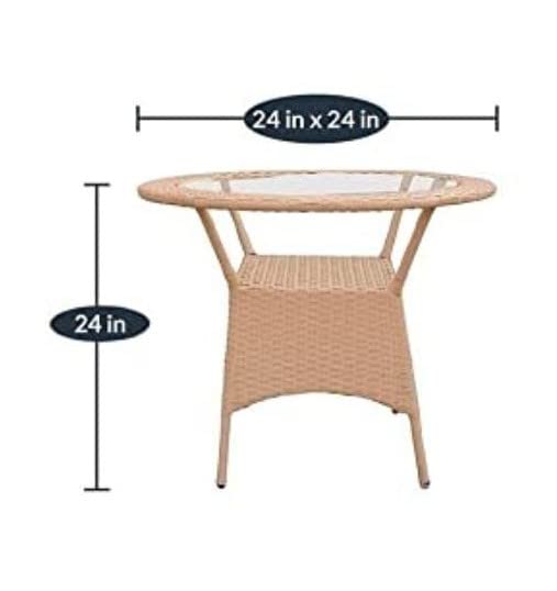 Image of Anaya Decor D-12 Chairs Table Set 4+1 Wicker Patio Furniture Sets 4 Chair and 1 Table for Garden Balcony Bedroom Powder Coated Frame Uv Protected Wicker (Honey)