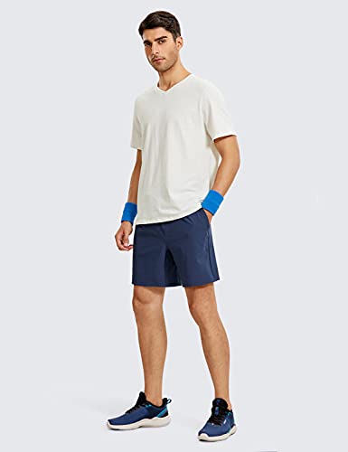 Crz Yoga Men's V Neck Pima Cotton Short Sleeve Athletic T-Shirts Moisture Wicking Quick Dry Workout Tees Undershirts Ice Grey/White X-Large #TOP3