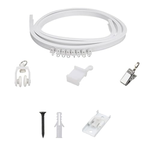 REDYY Completing 5 Meter Ceiling Curtain Track Kits with Rollers Clip and Brackets Curtain Rails Set for Soft Window Draping Curtain Track