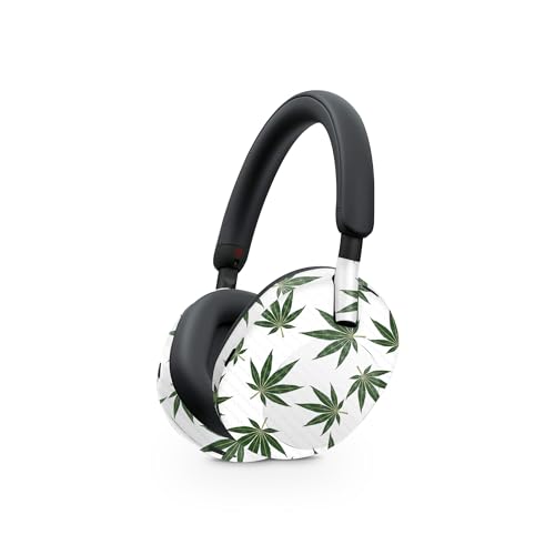 Image of MightySkins Carbon Fiber Skin Compatible with Sony WH-1000XM5 Headphones - Pot Leaves Green | Protective, Durable Textured Carbon Fiber Finish | Easy to Apply