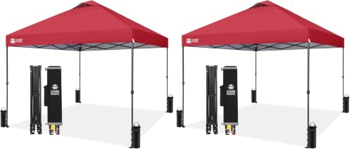 Image of CROWN SHADES 10x10 Pop Up Canopy Tent, Outdoor Canopy, Red (Pack of 2)