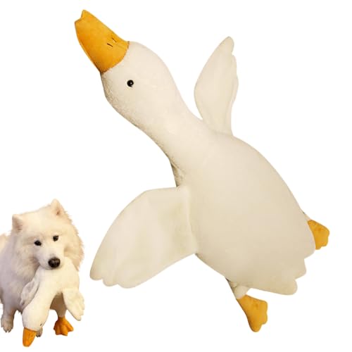 犬用 リラックス ダック おもちゃ - 大型 白色 子犬 用 癒し ぬいぐるみ | 白い アヒル 犬用 おもちゃ - 退屈解消、精神刺激、運動、同伴、屋内屋外遊び用
