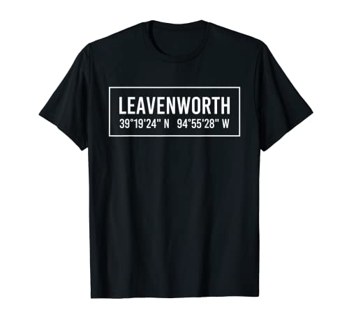 LEAVENWORTH KS KANSAS Funny City Coordenates Home Roots Regalo Camiseta