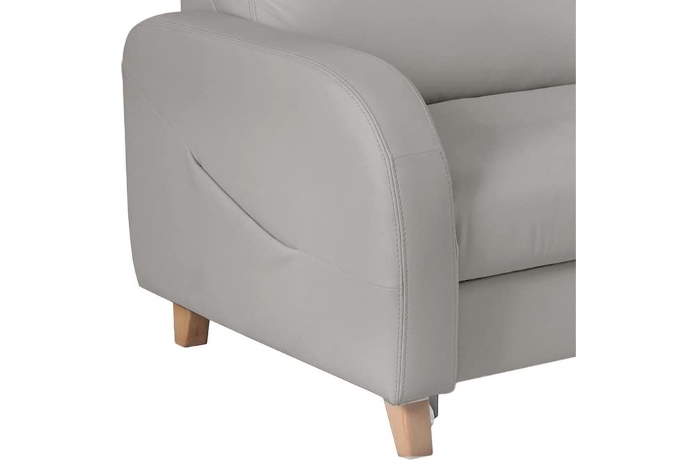 Canapé d'angle Convertible en Cuir de Luxe Italien, 5 Places CONFORIA, Gris Clair, Angle Droit