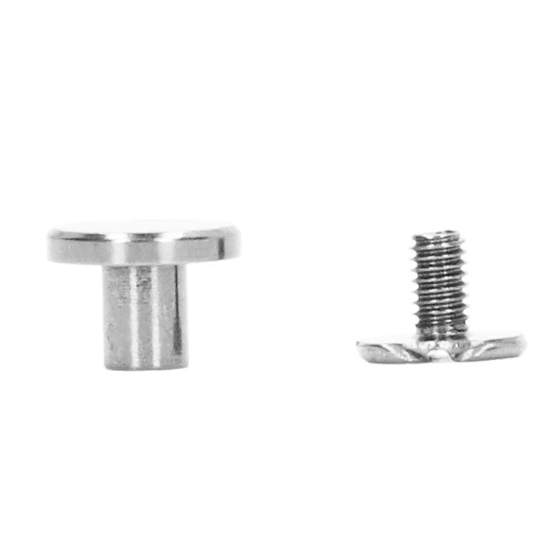 100 Sets Metal Chicago Binding Screws Electroplated Brass Arc Surface Round Flat Head Leather Rivets Screws stainless steel - (Color: Silver)