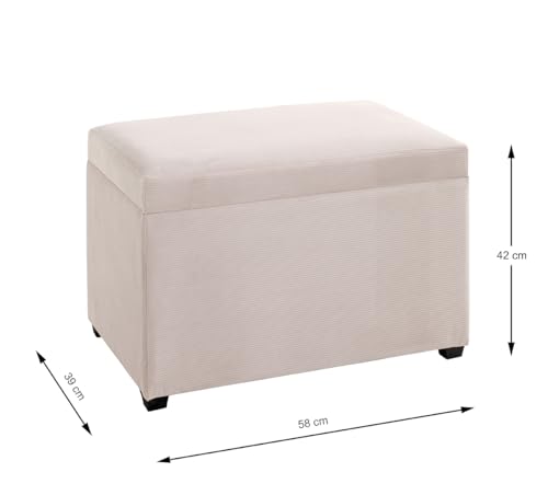 HAKU Möbel Sitztruhe Creme, MDF, Textilgewebe Cord - Maße: B 58 cm x H 42 cm x T 39 cm, Style: Modern