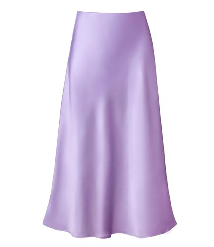 Modegal Women's Satin High Waist Hidden Elasticized Waistband Flared Casual