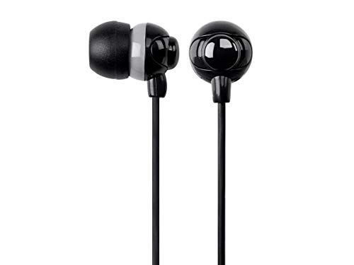 Monoprice Button Design Noise Isolating Earbuds Headphones Black with in-line Microphone and 1-Button Control