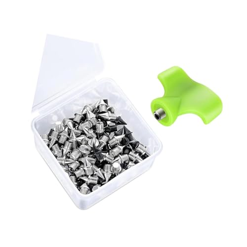 DYNWAVE Golf Shoe Spikes Golf Cleats Easy Install for Men Women for Golf Sports Shoes Stability Universal Anti Slip Outdoor Wrench, Black Silver