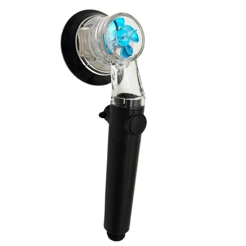 Soffione doccia per bagno con elica di design, ad alta pressione, risparmio idrico, con pulsante regolabile, filtro integrato, soffione doccia portatile(Black)