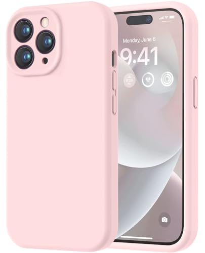Image of LOVE 3000 Designed for iPhone 14 Pro Case, Premium Silicone with [Soft Anti-Scratch Microfiber Lining] Shockproof Protective Phone Case for Men Women Girls 6.1 inch, Chalk Pink