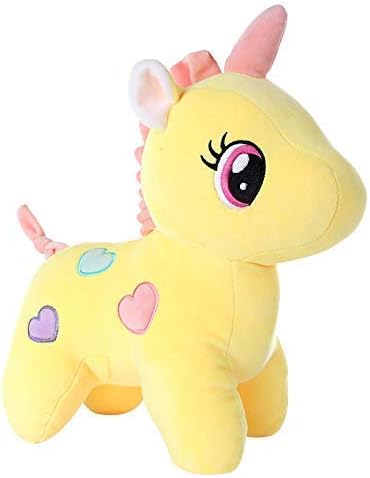 Babique Unicorn Stuffed Soft Toy Plush for Kids Baby Boy Girl Birthday (25Cm -Yellow) & Ball Rattle Sound Soft Toy for Kids Baby Boy Girl Birthday (10 cm)