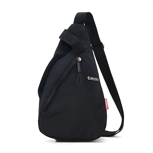 Image of Nylon Sling Bag for Men & Women | Lightweight Crossbody Chest Bag Handbag | Anti-Theft Back Pocket | Compact Everyday Carry Travel Shoulder Organizer | Casual | Water-Resistant | Secure Storage