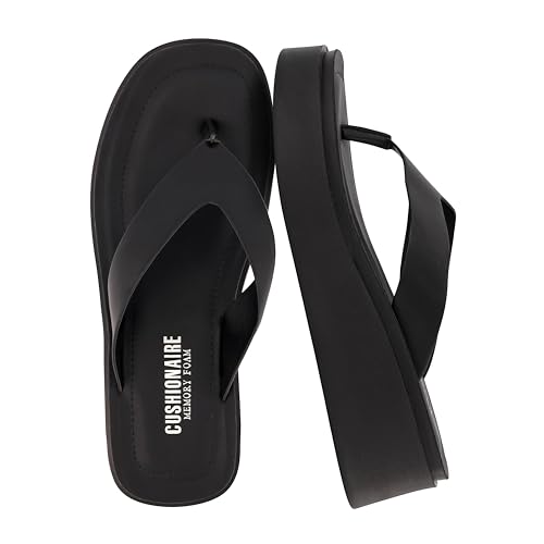 CUSHIONAIRE Women's Pippin thong platform sandal with +Memory Foam