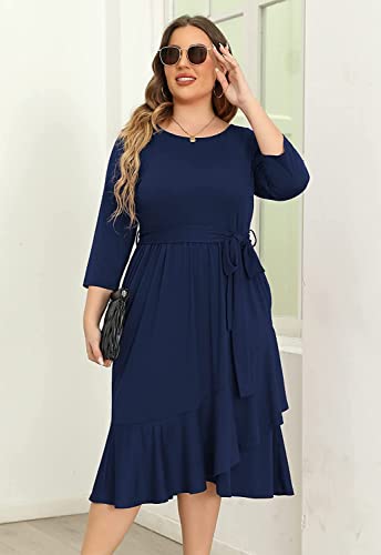 Image of TASHVIKA'S Women's Plus Size Flowy Wrap Ruffle Maxi Dress
