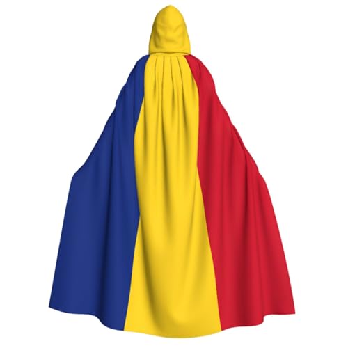 Cape à capuche drapeau Roumanie 140 cm unisexe costume carnaval