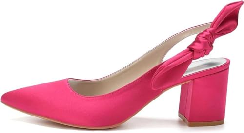 Women's Wedding Shoes for Bride High Heels Pointed Toe Bridal Shoes Satin Block Heels Prom Party Dress Pumps Sandals3