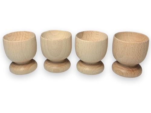 EFO Holz Eierbecher 4er Set | Handgefertigte Eierbecher aus naturbelassenem Holz | Ideal für Frühstück, Camping, Picknick oder Kinderküche | Robust, nachhaltig und zeitlos | Buchenholz – Bild 3