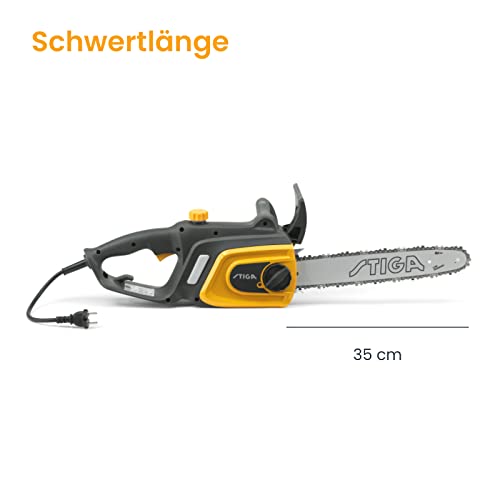 Stiga Motosega Elettrica Cs 118C (14’’), Per Potare E Tagliare Ceppi Robusti, Barra Di Taglio 35 Cm, Motore Potente, 1800 W, Grigio/Giallo - 4