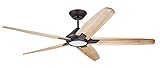 Emerson CF515NA60ORB Kathy Ireland Home Dorian Eco Ceiling Fan, 60 Inch | Energy Efficient Modern LED Lighting Fixture with Curved Wood Blades and 6-Speed Wall Control, Oil Rubbed Bronze