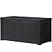 Devoko 120 Gallon Deck Box Resin Outdoor Storage Box Waterproof for Patio, Large Outdoor Storage Bench Lockable for Outside (Black)