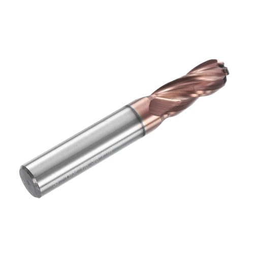 Image of HARFINGTON Ball Nose End Mill 4 Flute 11 /32 inch Diameter 3 /8 inch Shank Tungsten Carbide TICN Coated Spiral CNC Router Bits 7 /8 inch Cutting Length Single End Ball for Carving Engraving Grinding