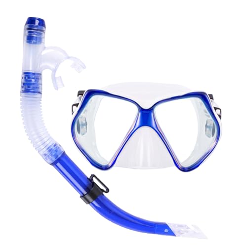 Conjunto de snorkel y máscara: equipo de respiración submarina, máscara de natación para adultos | Equipo de buceo de vista ancha, lente de vidrio templado, ajuste de fugas para