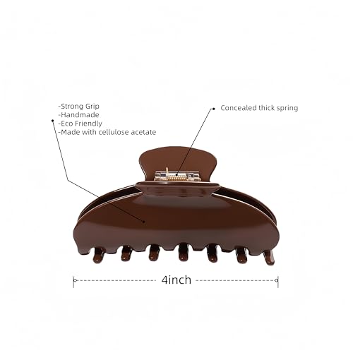OideGuiing 4-Inch Acetate Claw Clip in Coffee Brown — view 2