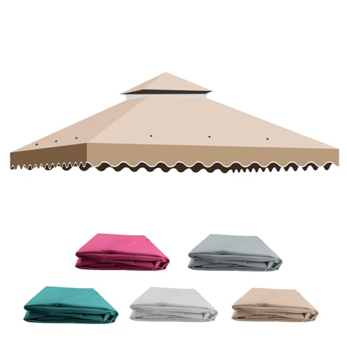 Ersatzdach Pavillon 3x3M, Garten Pavillon Ersatzdach 2-Tier mit Air Vent, Grill-Gazebo-Abdeckung Abnehmbares Ersatzdach, Camping Hängematte Strand Sonne Unterstand