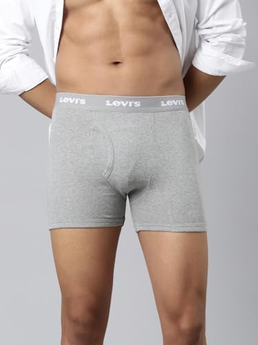 Image of Levi's 001 Classic Boxer Brief for Men | 100% Pure Cotton | Solid | Mid-Rise Men's Underwear | Anti-Roll Waistband | Durable Comfort with Extra Supportive Gusset | Functional Fly | Pack of 2