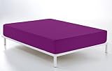 ESTELA - Sábana Bajera Ajustable Combi Color Morado - Cama de 200 cm. - 50% Algodón / 50% Poliéster - 144 Hilos