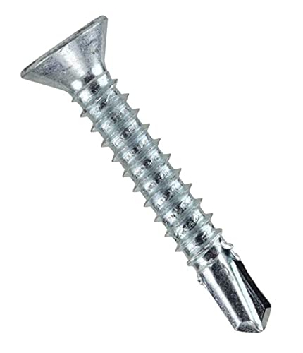 TERF® Self Drilling Countersunk Screws 3.5 X 25mm Self Tapping Phillips Drive Screw for Plasterboard Wood Metal Sheet Steel Sheet Roofing Window - Pack of 100