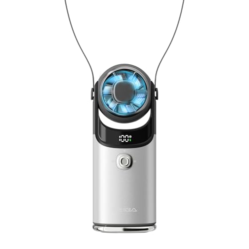 Image of SEIGA Ice Cooling Metal Body Portable Fan, 5200mAh Rechargeable Handheld Fan with Semiconductor Cooling Plate, 16500RPM Powerful Cooling, 100-Speed Quiet Fan for Travel & Summer