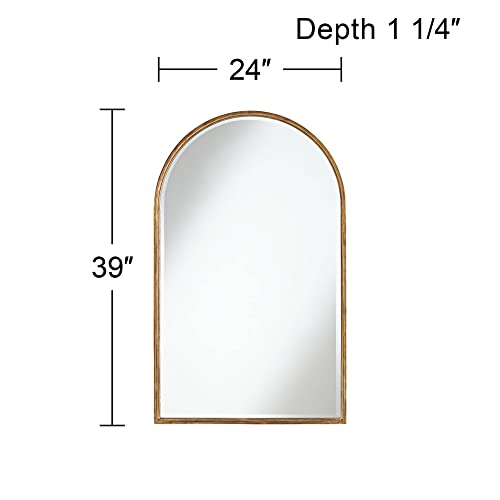 Uttermost Clara Arched Top Vanity Decorative Wall Mirror Modern Gleaming Gold Metal Frame Rounded Edge Beveled Glass 24" Wide For Bathroom Bedroom Living Room Home House Office Entryway #TOP4