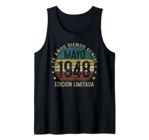 Nacido En Mayo 1948 Vintage 75 Años Regalo Hombre Mujer Camiseta sin Mangas
