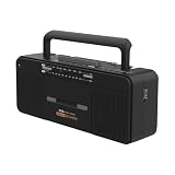Lettore di cassette portatile con radio AM/FM, riproduzione USB e altoparlante grande, stile vintage, con jack per cuffie, per uso domestico e esterno