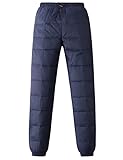Gihuo Snow Pants Womens Winter Windproof Down Pants Warm Outdoor Ski Pants Padded Loose Ultralight Warm Trousers(Navy, X-Small)