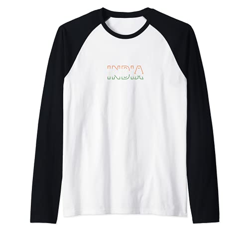 Flag India Raglan Baseball Tee, Black