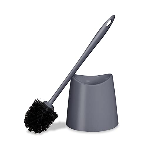 Image of Modern Toilet Brush and Holder, Grey Toilet Bowl Scrub Brush with Storage Caddy, Bathroom Cleaner. by Superio