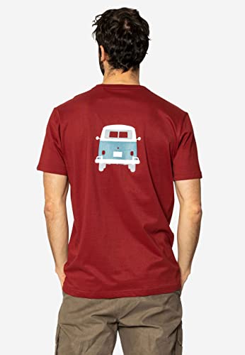 Elkline Herren T-Shirt Methusalem mit VW Bulli Print, Größe:S, Farbe:syrahred