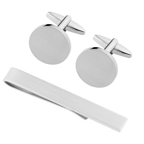Image of GWD Cufflinks and Tie Clip Set Personalized Cuff Links Business Wedding