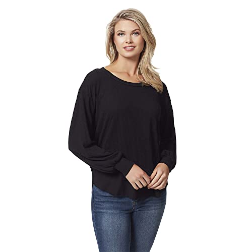 Jessica Simpson Sudadera con ribete de amapola para mujer, Negro -, Large Cover