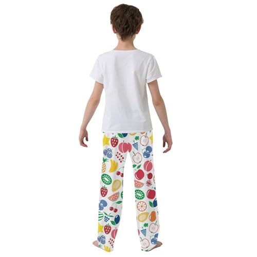 Blueberry Pineapple Boys Long Pants Soft Trousers Elastic Waist Kids Lounge Bottoms with Pockets S-XL3