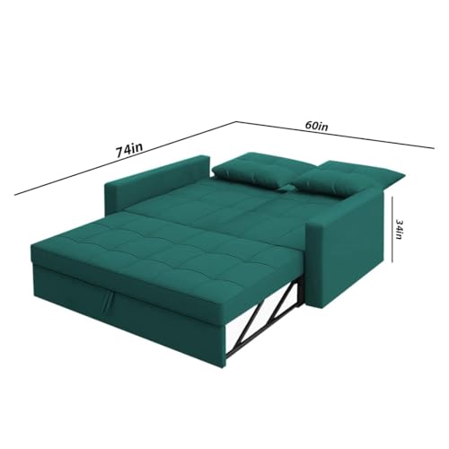 Image of Emilio 2-Seater Sofa Cum Bed for Living Room, Office | Premium Fabric Pull-Out Sofa Set with 1 Year Warranty | Space Saving Convertible Sleeper Sofa for Guests & Daily Use | Pine