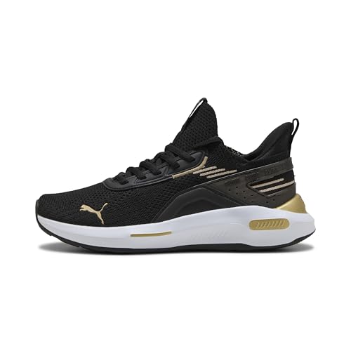 Puma Unisex Softride Enzo 5 Hype Road Running Shoe, Puma Schwarz Puma Gold, 44.5 EU