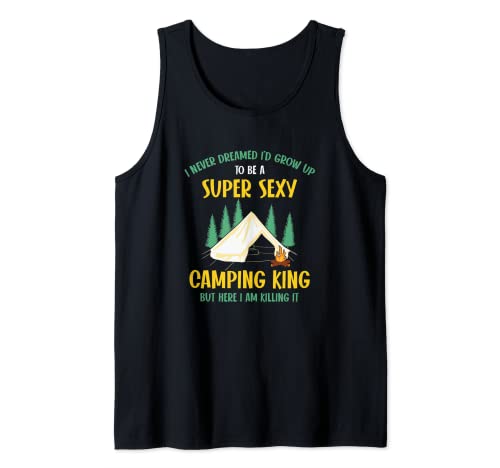 Camping King Outdoor Nature Mountain Camper Senderismo Camping Camiseta sin Mangas