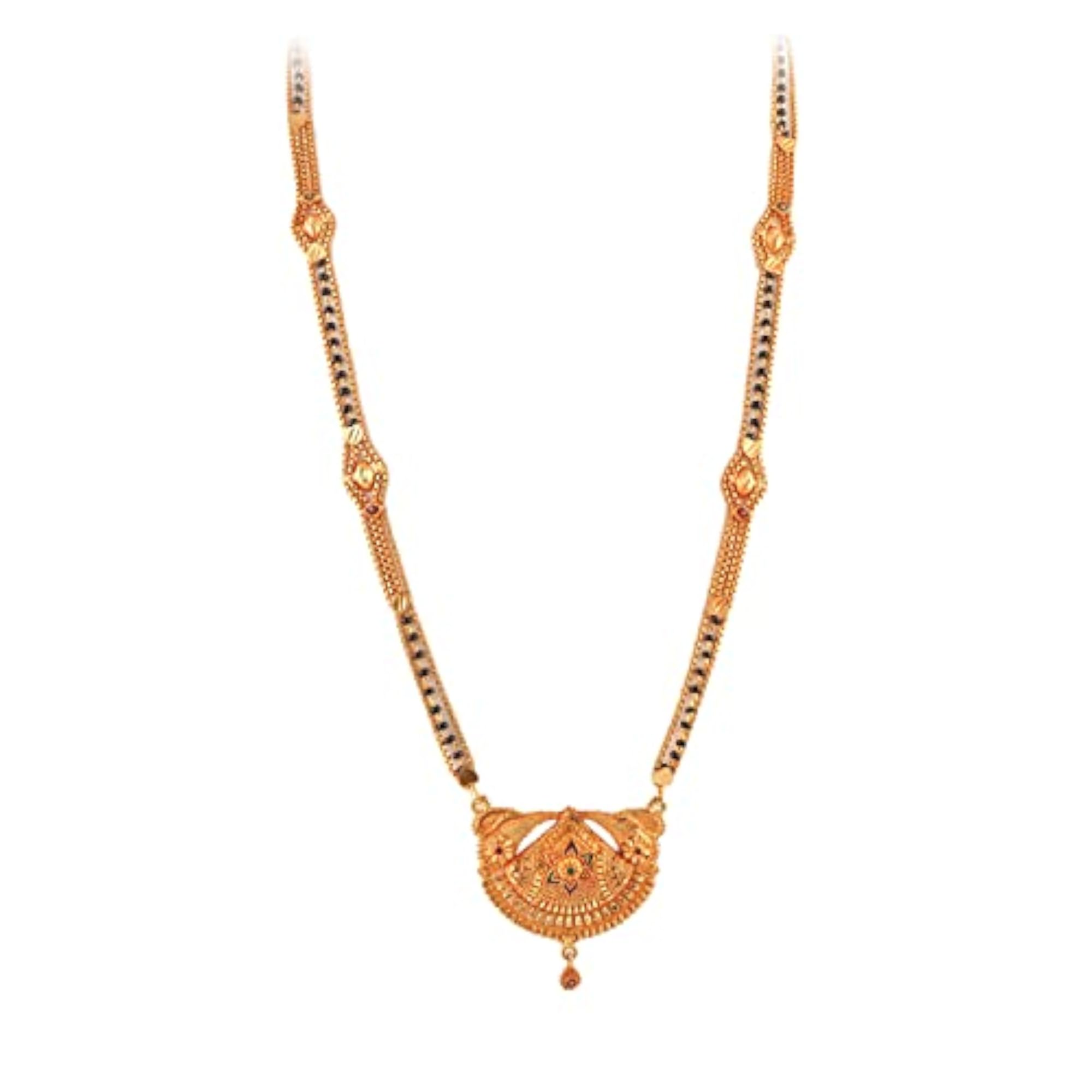 Women's Handmade Meena Work Gold Plated Mangalsutra