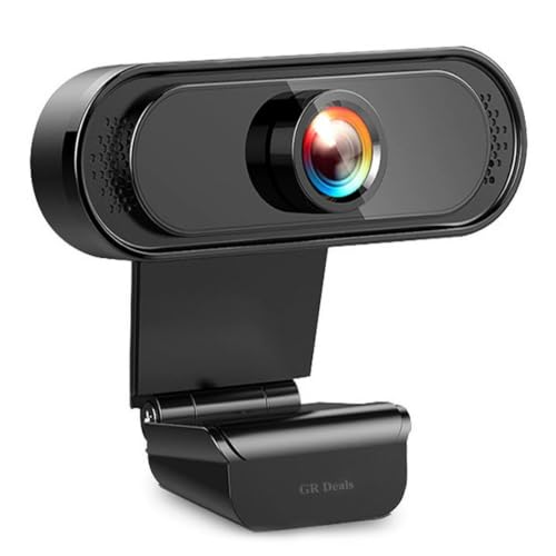 GR Deals 720p HD Webcam for Laptop & Desktop PC with Built-in Noise Isolating Microphone | USB Web Camera for Video Calling, Zoom, Meetings & Online Classes | Plug & Play (Black)